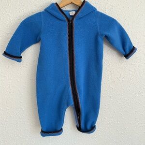 Hanna Anderson blue gnome hoodie infant fleece romper 70